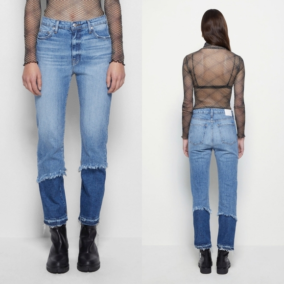 NWT Jonathan Simkhai River High Rise Straight Fray Hem Jeans - Picture 1 of 16